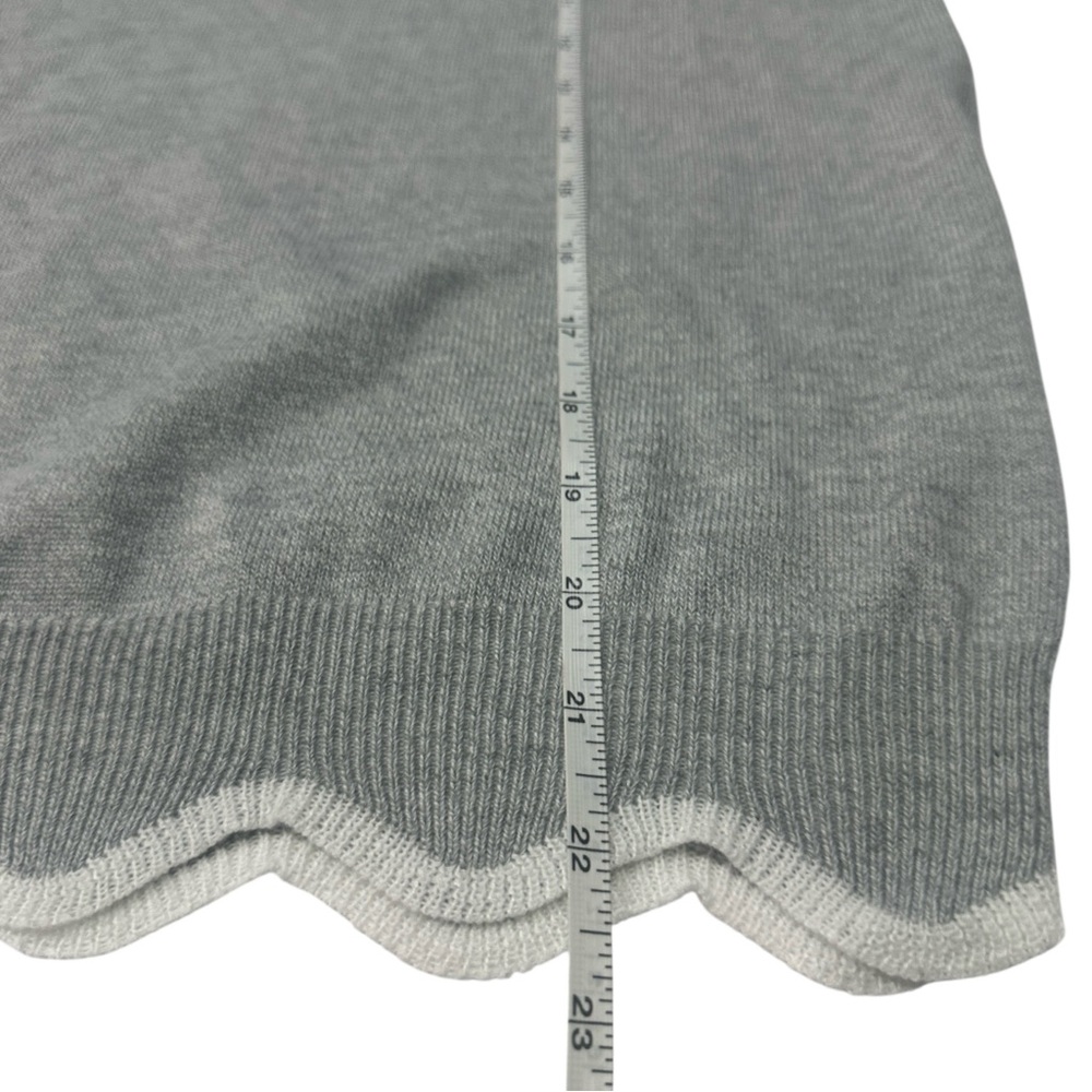 Knitted Wool Gray White Scalloped Neckline Pullover Sweater Misslook Medium - Picture 13 of 14